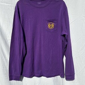 Southern Tide Purple Long Sleeve Tee with Gold Emblem and Tiger on the back